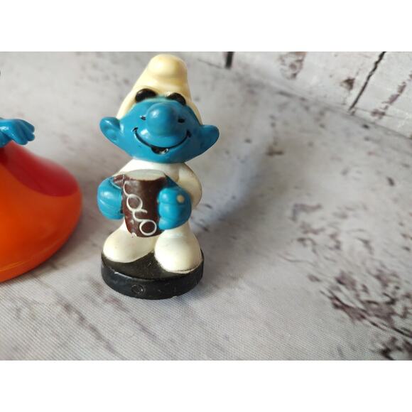 Lot Of 3 Vintage Smurfs Peyo 1982 1978 Chef Hot Coco Mushroom - Picture 6 of 8